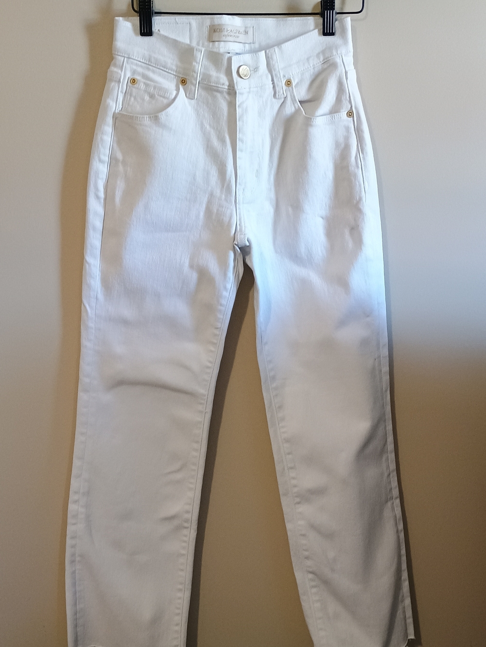 NWT Kobi Halperin White Mika Straight Leg Ankle Jeans 24 Gold Chain Detail